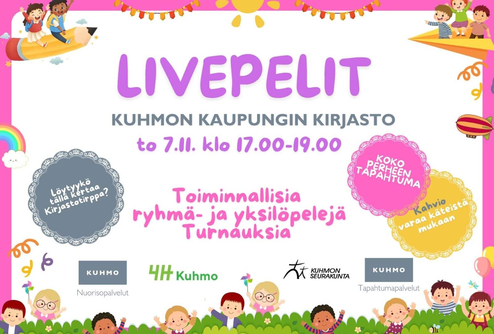 Livepelit -tapahtuma Kuhmon kaupunginkirjastolla